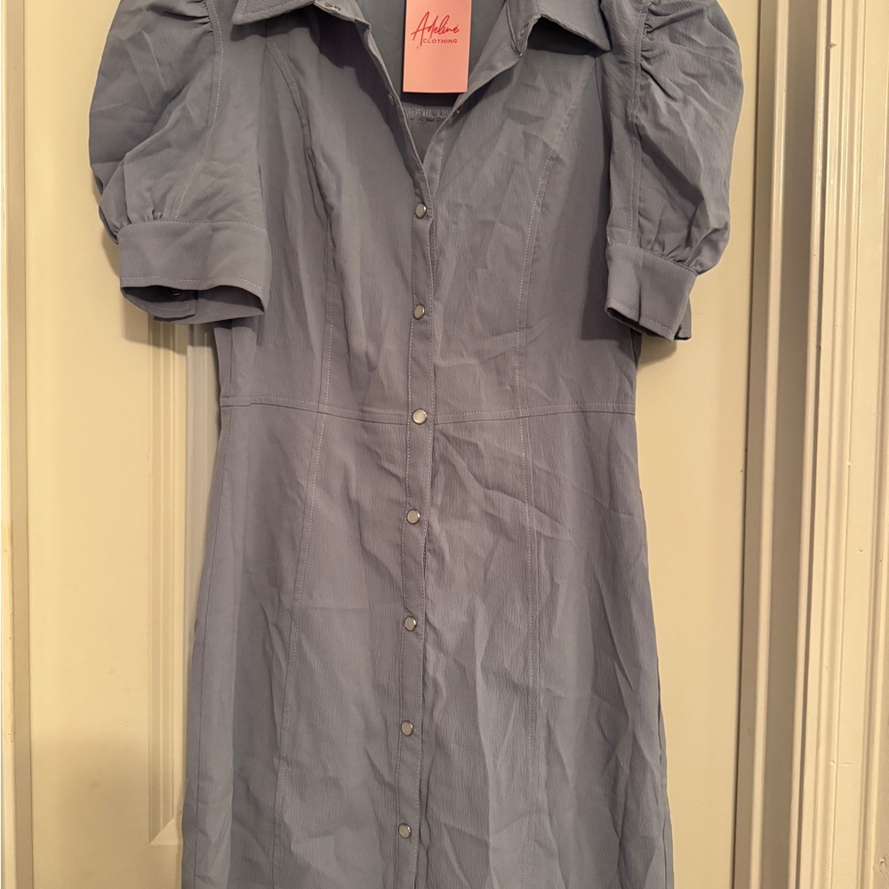 Adelyn Rae Blue Button-Up Dress